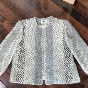 Vintage Mohair Open Blazer MJ Seattle Gray Cream Women’s L Lined Luxurious